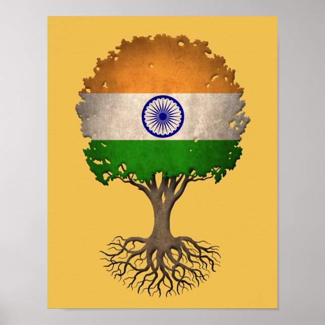 Affiche Indien Drapeau Arbre de vie personnalisable (Devant)