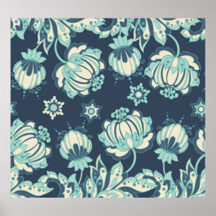 Affiche Indien Floral Vintage sans fil Motif