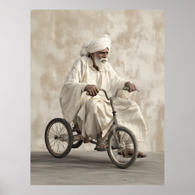 Affiche Indien Traditionnel Pédagogie Tricycle Vintage (Devant)