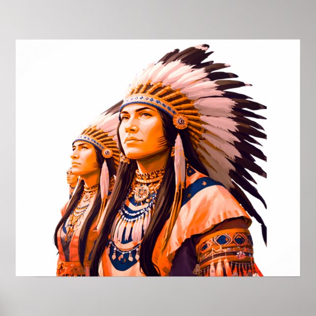 Affiche Indiens d'Amérique sur un mur  (Devant)