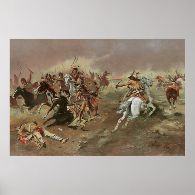 Affiche Indiens d'antan, Pour la suprématie par CM Russell (Devant)