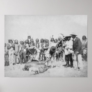 Affiche Indiens de Lakota pelant la photographie de bétail