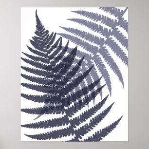 Affiche Indigo Navy Blue Tree Fern Imprimer Motif