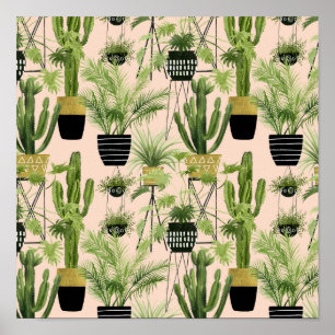 Affiche Indoor Oasis   Plant Lineup Pattern