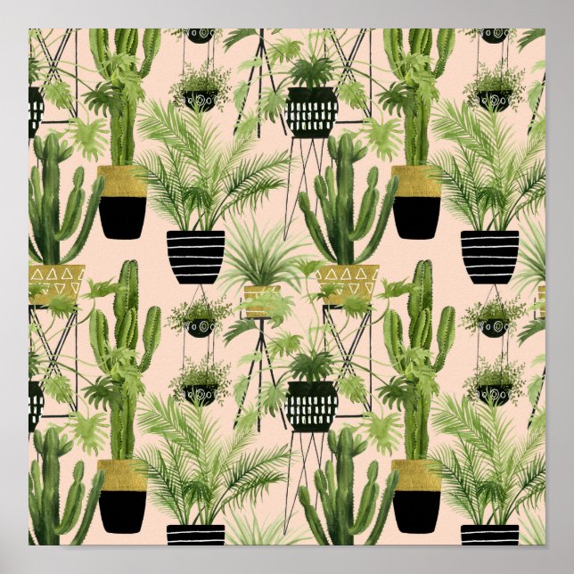 Affiche Indoor Oasis | Plant Lineup Pattern (Devant)