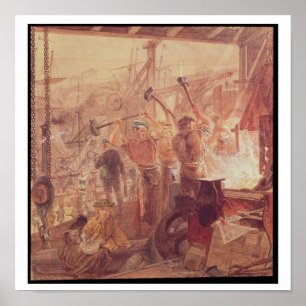 Affiche Industrie sur le type : Fer et charbon (w/c)