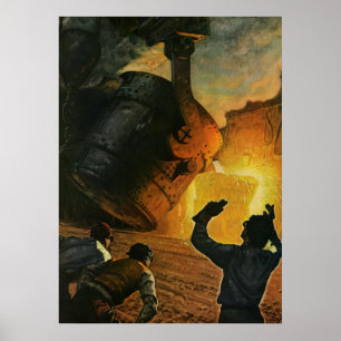 Affiche Industrie vintage, Fabrication d'acier