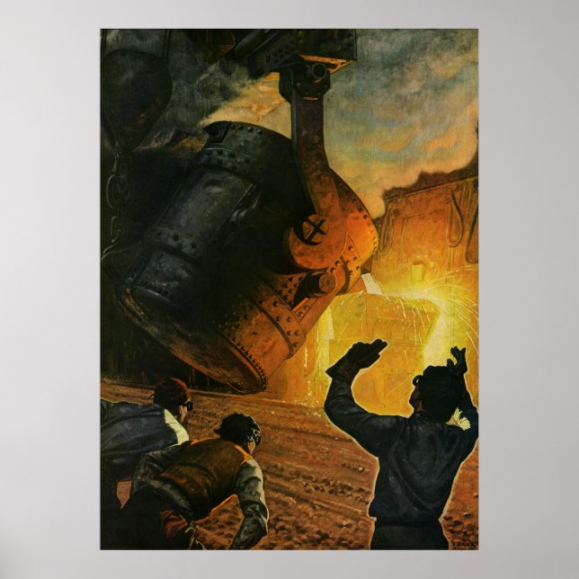 Affiche Industrie vintage, Fabrication d'acier (Devant)