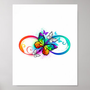 Affiche Infini brillant avec papillon arc-en-ciel