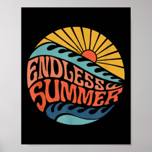Affiche Infini été Vintage Rétro Sixties Surf Plage 60