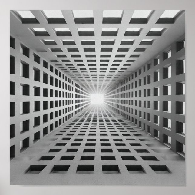 Affiche Infini Géométrique Grille Optique Illusion Art (Devant)
