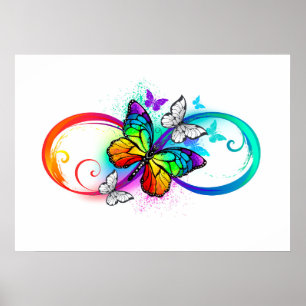 Affiche Infini lumineux avec papillon arc-en-ciel