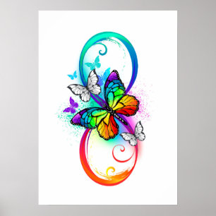 Affiche Infini lumineux avec papillon arc-en-ciel