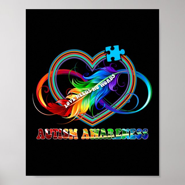 Affiche Infinity Heart Love Sensibilisation sur l'autisme  (Devant)