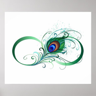 Affiche Infinity Symbol with Peacock Feather