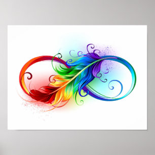 Affiche Infinity Symbol with Rainbow Feather