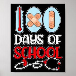 Affiche Infirmière 100 Jours D'Amour À L'École Stethoscope