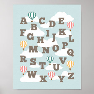 Affiche Infirmière à Alphabet à Balloon à air chaud Imprim