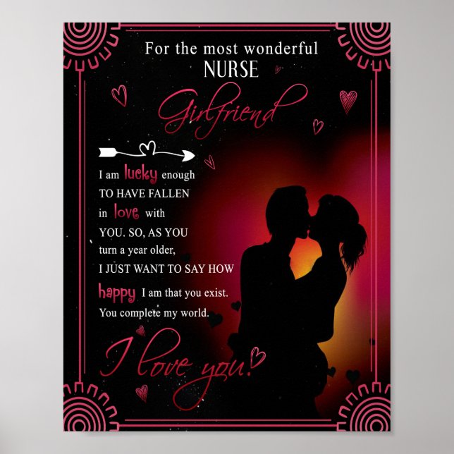 Affiche Infirmière amie cadeau | De Boyfriend Valentine (Devant)