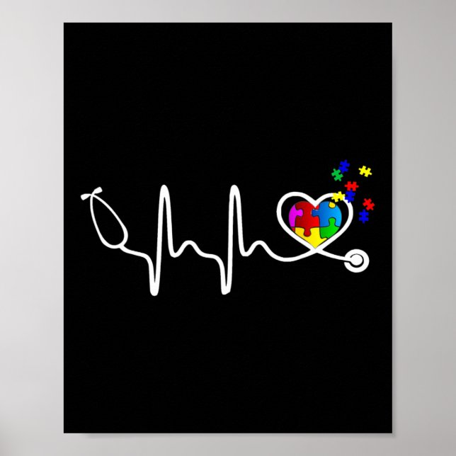 Affiche Infirmière amusante Autisme Puzzle Stethoscope Coe (Devant)