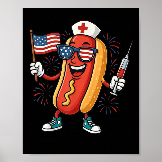 Affiche Infirmière anesthésistes 4 juillet drôle American  (Devant)