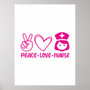 Affiche Infirmière Cadeau Paix Amour Infirmière