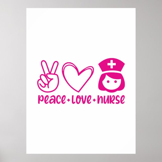 Affiche Infirmière Cadeau Paix Amour Infirmière (Devant)
