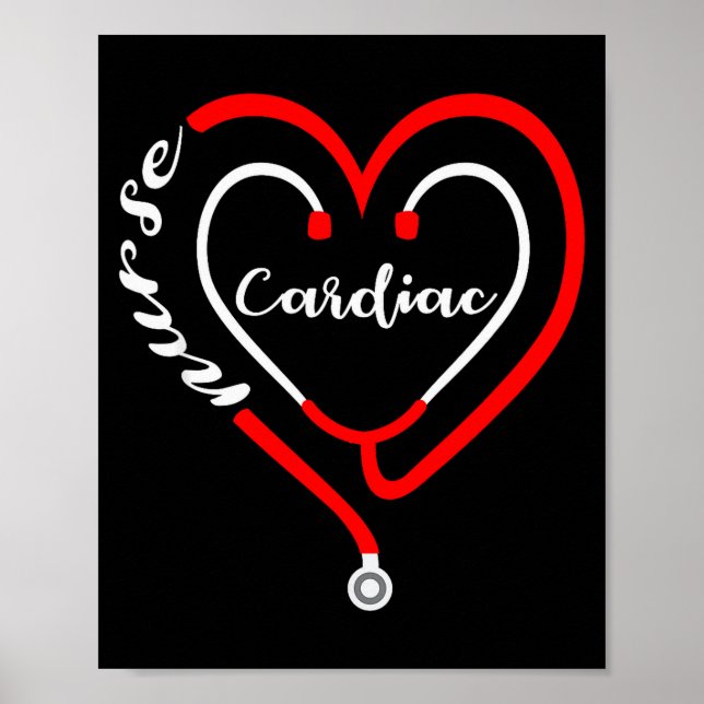 Affiche Infirmière cardiaque Saint-Valentin Stéthoscope Cœ (Devant)