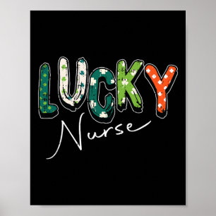 Affiche Infirmière chanceuse St Patricks Day Shamrock irla