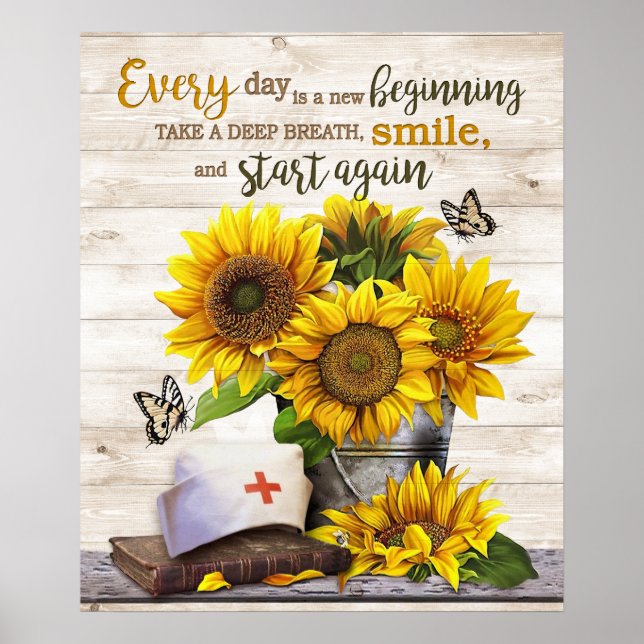 Affiche Infirmière Chaque Jour Est Un Nouveau Début Motiva (Devant)