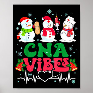 Affiche Infirmière Cna Vibes Bonhomme de neige Stéthoscope