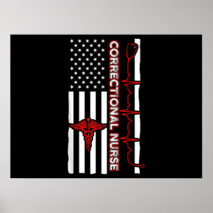 Affiche Infirmière correctionnelle USA Drapeau Infirmière