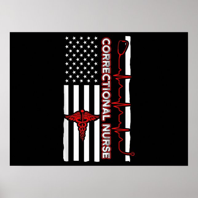 Affiche Infirmière correctionnelle USA Drapeau Infirmière  (Devant)