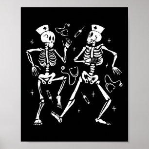 Affiche Infirmière Danser Squelette Halloween Squelette Co