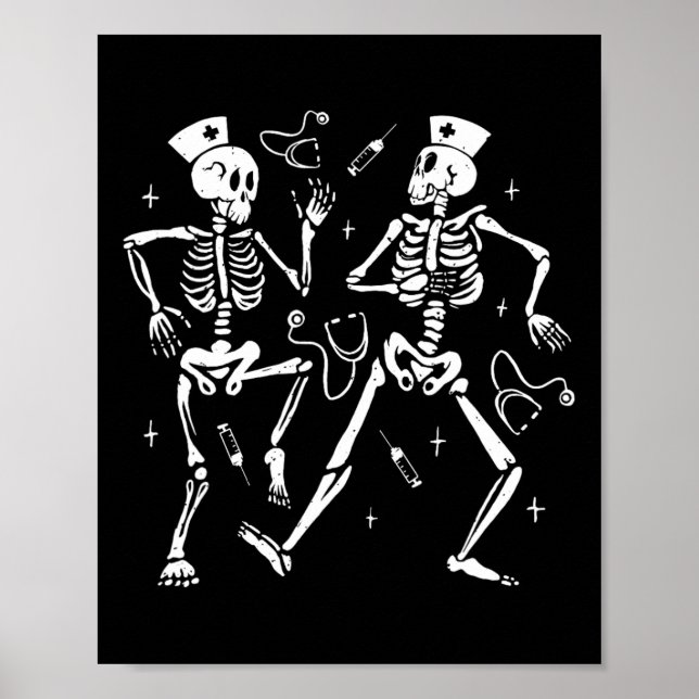 Affiche Infirmière Danser Squelette Halloween Squelette Co (Devant)