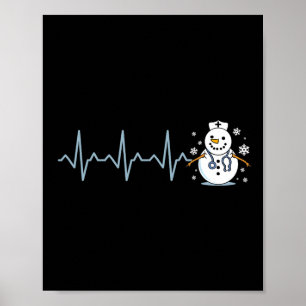 Affiche Infirmière de battement de coeur Snowman Infirmièr