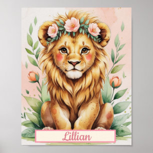 Affiche Infirmière de la jungle personnalisée Aquarelle bé