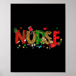Affiche Infirmière de Noël Coquette Arc Stéthoscope Urgenc