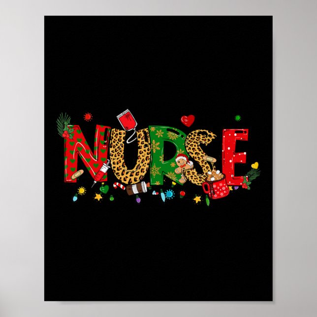 Affiche Infirmière de Noël Coquette Arc Stéthoscope Urgenc (Devant)