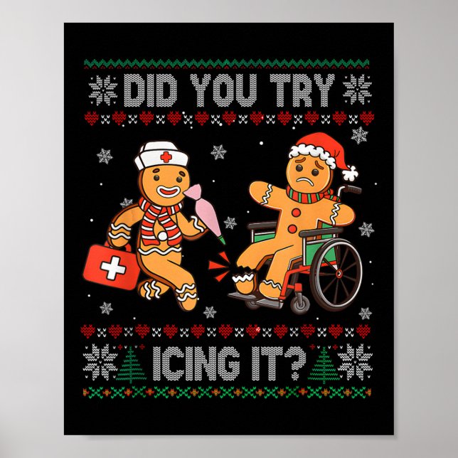 Affiche Infirmière de Noël drôle avez-vous essayé de le gl (Devant)