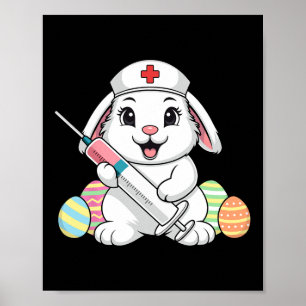 Affiche Infirmière de Pâques Lapin Rn Usic Urgences Réanim