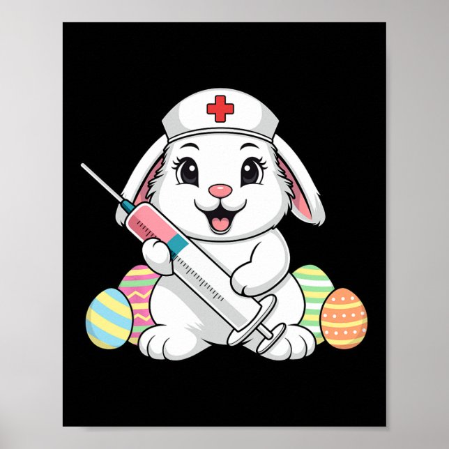 Affiche Infirmière de Pâques Lapin Rn Usic Urgences Réanim (Devant)