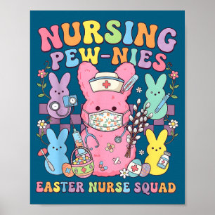 Affiche Infirmière de Pâques rétro lapin équipe de soins i