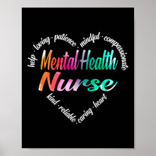Affiche Infirmière de santé Nuage de mots Cœur Aquarelle A