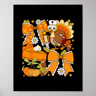 Affiche Infirmière de Thanksgiving Jour de la dinde Automn