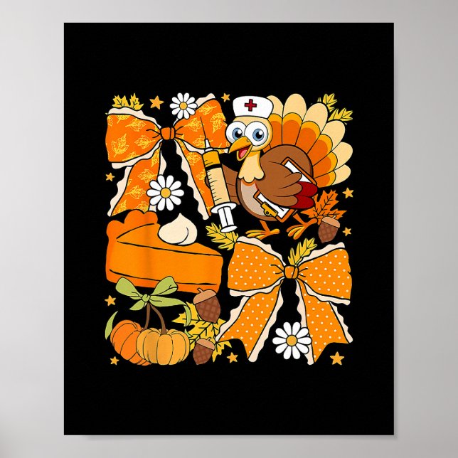 Affiche Infirmière de Thanksgiving Jour de la dinde Automn (Devant)