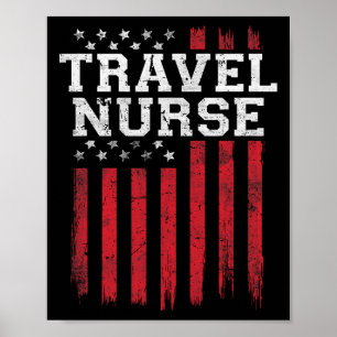 Affiche Infirmière de voyage Drapeau américain Patriot amé