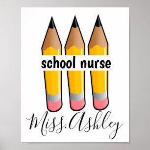 Affiche Infirmière d'école personnalisée avec crayons
