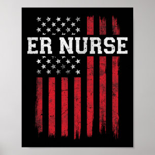 Affiche Infirmière Drapeau Américain Patriot Patriote Infi