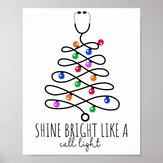 Affiche Infirmière Drôle Noël Brille Comme Un Téléphone Li (Devant)